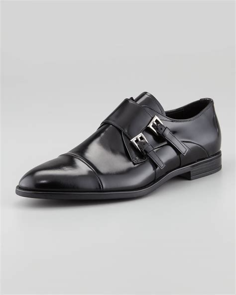 prada spazzolato monk strap|Prada Spazzolato Fume Monk Strap Dress Shoes .